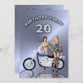 20th Birthday partyバイクでの招待 招待状 (正面/裏面)