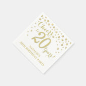 20th Birthday Partyホワイト&金ゴールドダイヤモンドナプキン スタンダードカクテルナプキン (角)
