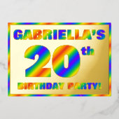 20th Birthday Party —おもしろい、レインボースペクトル「20」 箔招待状 (正面)