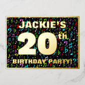 20th Birthday Party —おもしろい、音楽シカラフルンボル 箔招待状 (正面)