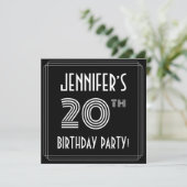 20th Birthday Party:アールデコスタイル(名前をカスタムする付) 招待状 (スタンド正面)