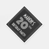 20th Birthday Party:アールデコスタイル+名前をカスタムする スタンダードランチョンナプキン (角)