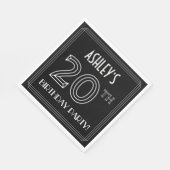 20th Birthday Party:アールデコスタイル+名前をカスタムする スタンダードランチョンナプキン (角)