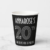 20th Birthday Party:アールデコスタイル+名前をカスタムする 紙コップ (裏面)