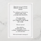 20th Birthday Party – スクリプエレガントト+名前をカスタムする 箔招待状 (裏面)