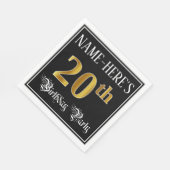 20th Birthday Party – スクリプファンシート、フェイク金ゴールド・ルック スタンダードランチョンナプキン (角)