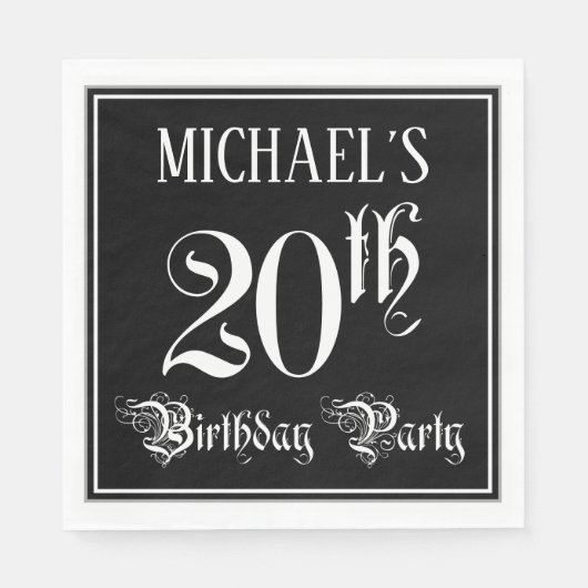 20th Birthday Party – スクリプファンシート+名前をカスタムする スタンダードランチョンナプキン (正面)