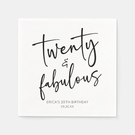 20th Birthday Party スタンダードカクテルナプキン (正面)