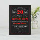 20th Birthday Party – ブラック・レッド・ホワイト 招待状 (スタンド正面)
