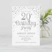 20th Birthday Party – ホワイト&シルバー 招待状 (スタンド正面)