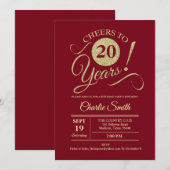 20th Birthday Party – 赤金ゴールド 招待状 (正面/裏面)