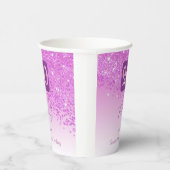 20th Birthday Party Gleaming Pink Glitter 紙コップ (右)