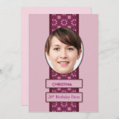 20th Birthday Party Invitation Picture and Name 招待状 (正面/裏面)