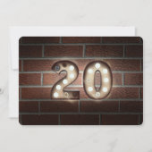20th Birthday Party-marquee lights on brick 招待状 (正面)