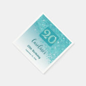 20th Birthday Party Sparkling Teal Blue Glitter スタンダードカクテルナプキン (角)