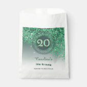 20th Birthday | Sparkling Green Gold Glitter フェイバーバッグ (正面)