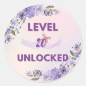 20th Birthday Sticker – level 20 unlocked ラウンドシール (正面)