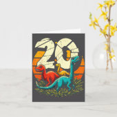 20th Birthday Trex Dinosaur 20 Year Old Boy Girl カード (黄色い花)