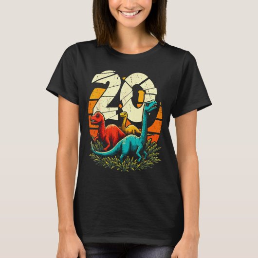 20th Birthday Trex Dinosaur 20 Year Old Boy Girl Tシャツ (正面)