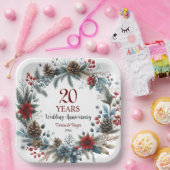20th China Wedding Anniversary Elegant Winter ペーパープレート (パーティー)