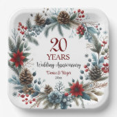 20th China Wedding Anniversary Elegant Winter ペーパープレート (正面)