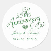 20th Emerald Wedding Anniversary Paper Plates ラウンドシール (正面)