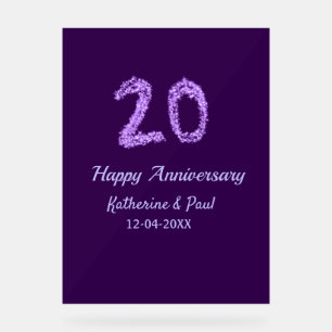 20th happy anniversary追加カップル名date purple アクリルサイン