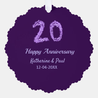 20th happy anniversary追加カップル名date purple オーナメントカード