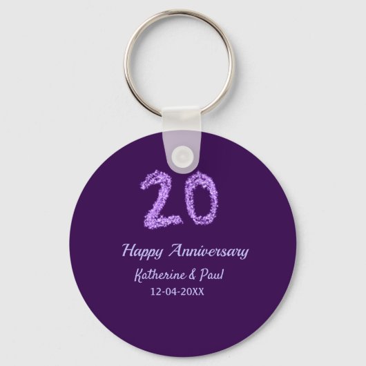 20th happy anniversary追加カップル名date purple キーホルダー (正面)