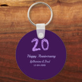 20th happy anniversary追加カップル名date purple キーホルダー (正面)