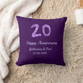 20th happy anniversary追加カップル名date purple クッション (ブランケット)