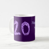 20th happy anniversary追加カップル名date purple コーヒーマグカップ (正面左)