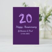 20th happy anniversary追加カップル名date purple サンキューカード (スタンド正面)