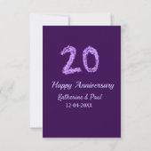 20th happy anniversary追加カップル名date purple サンキューカード (裏面)