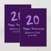 20th happy anniversary追加カップル名date purple サンキューカード (正面/裏面)