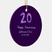 20th happy anniversary追加カップル名date purple セラミックオーナメント (右)