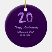 20th happy anniversary追加カップル名date purple セラミックオーナメント (裏面)