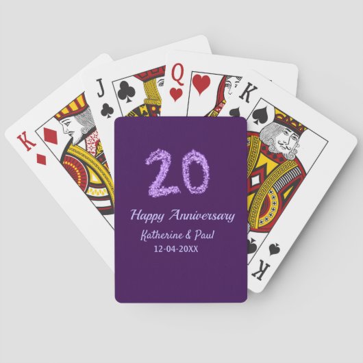 20th happy anniversary追加カップル名date purple トランプ (裏面)