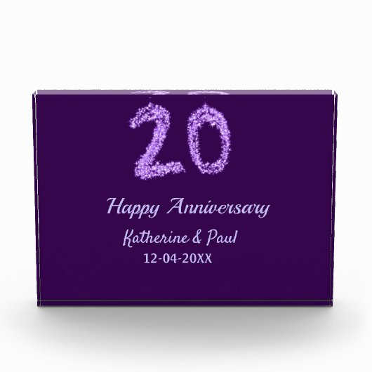 20th happy anniversary追加カップル名date purple フォトブロック (正面)