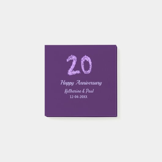 20th happy anniversary追加カップル名date purple ポストイット (正面)