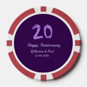 20th happy anniversary追加カップル名date purple ポーカーチップ