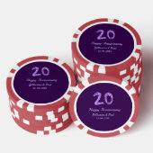 20th happy anniversary追加カップル名date purple ポーカーチップ (積み重ね)