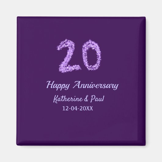 20th happy anniversary追加カップル名date purple マグネット (正面)