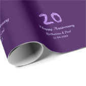 20th happy anniversary追加カップル名date purple ラッピングペーパー (ロールコーナー)