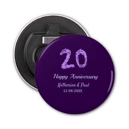 20th happy anniversary追加カップル名date purple 栓抜き (正面)