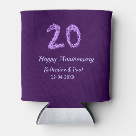20th happy anniversary追加カップル名date purple 缶クーラー (正面)