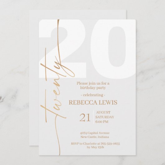 20th Twentieth Birthday Modern Twenty Party  招待状 (正面/裏面)