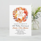 20th Wedding Anniversary Fall Floral Garland 招待状 (スタンド正面)