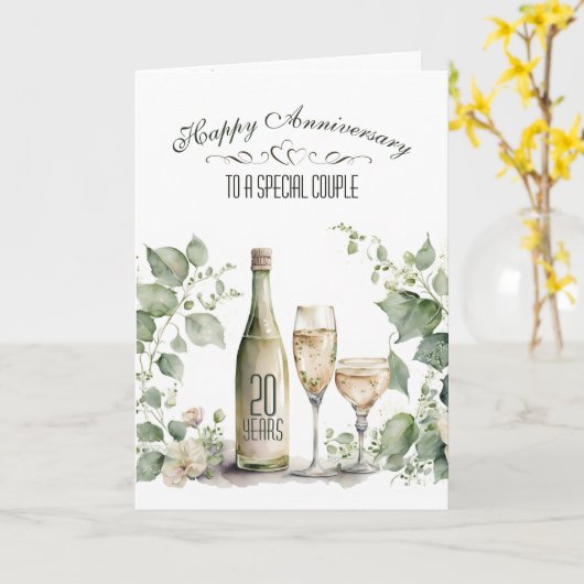 20th Wedding Anniversary Wine and Ivy   カード (黄色い花)
