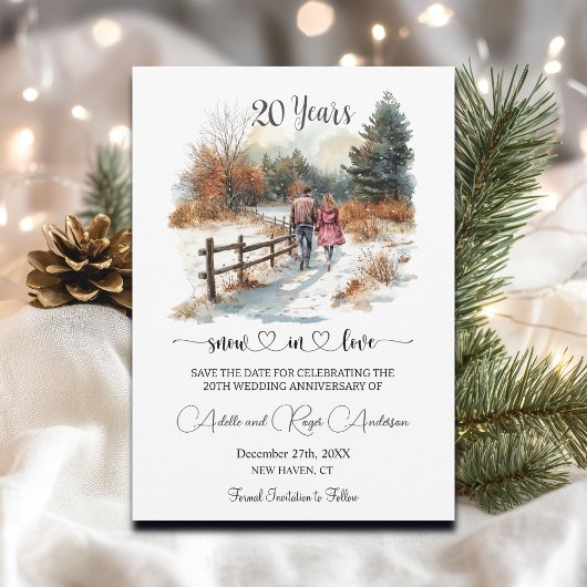 20th Wedding Anniversary Winter Landscape Romantic セーブザデート